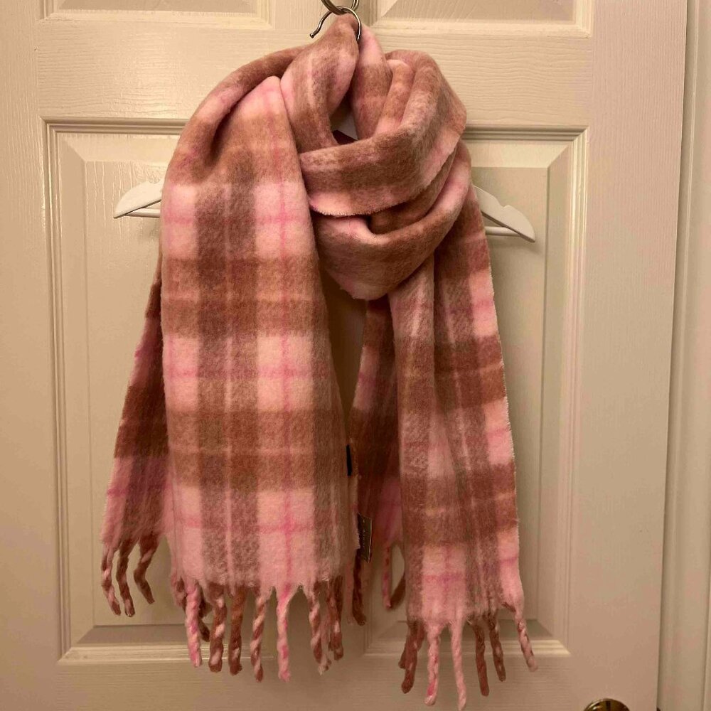 New  J.Crew plaid scarf in textured wool